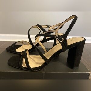 Pelle Moda Noreen Black Strappy Heels, Size 8.5M, New